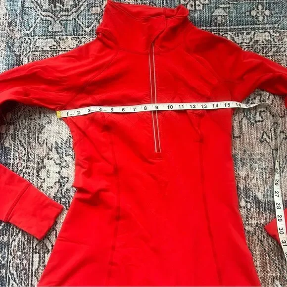 Lululemon Run Toasty Tech Pullover Love Red Size 6 1/4 Zip Running Jacket Shirt - Picture 14 of 15